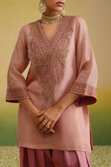 zardozi neckline of tissue kurta