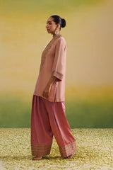 pink tissue farshi salwar set