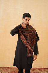 Regal Black Woven Shawl for Men