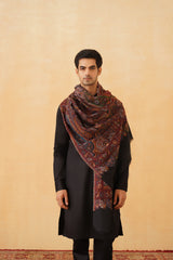 Regal Black Woven Shawl for Men