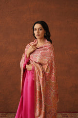 Cream Peach Jama Shawl for Women