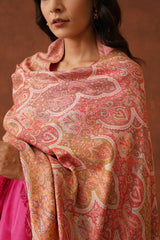 Cream Peach Jama Shawl for Women