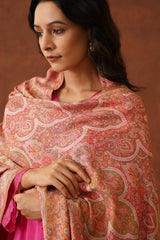 Cream Peach Jama Shawl for Women
