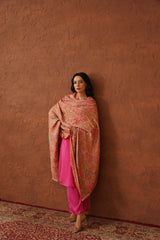 Cream Peach Jama Shawl for Women