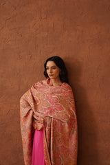 Cream Peach Jama Shawl for Women