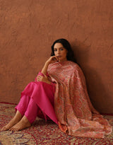 Cream Peach Jama Shawl for Women