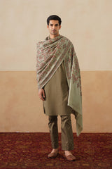 Mélange Mint Green Embroidered Shawl For Men — Groom & Groomsmen Gift