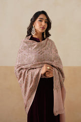 Mélange Pastel Pink Paisley-Jaal Embroidered Shawl