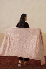 Mélange Pastel Pink Paisley-Jaal Embroidered Shawl — Wedding Return Gift