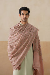 Mélange Pastel Pink Paisley-Jaal Embroidered Shawl — Wedding Return Gift