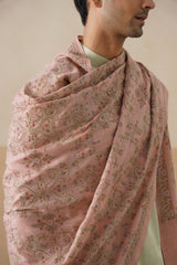 Mélange Pastel Pink Paisley-Jaal Embroidered Shawl — Wedding Return Gift