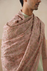 Mélange Pastel Pink Paisley-Jaal Embroidered Shawl