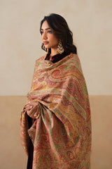 Mehrab Jamawar Paisley Shawl For Women (Beige)