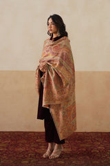 Mehrab Jamawar Paisley Shawl For Women (Beige)
