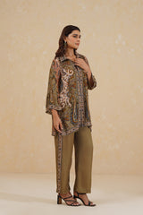 Olive Paisley Print Co-ord Set- Inchingindia
