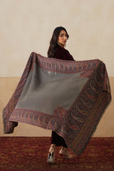 Black Zari Jamawar Border Shawl For Women — Festive Corporate Gift
