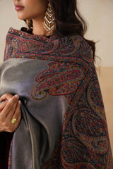 Black Zari Jamawar Border Shawl For Women — Festive Corporate Gift
