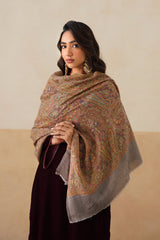 Light-Mustard Jamawar Stole For Women