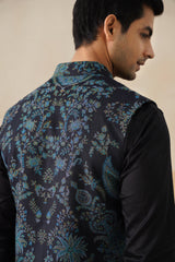 Midnight Kaani Jacquard Jacket with Kurta & Pant