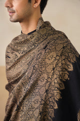 Black Gold Zari Paisley Stole — Premium Corporate Gift