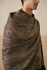 Black Gold Zari Paisley Stole — Premium Corporate Gift