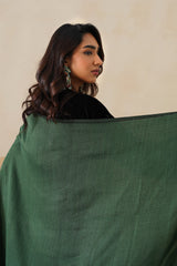 Forest Green & Black Zari Reversible Stole For Women