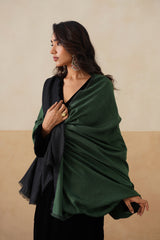 Forest Green & Black Zari Reversible Stole For Women — Corporate & Festive Gift