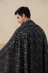 Midnight Zari Jaal Shawl (Black) — Premium Corporate Gift
