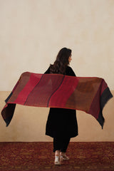 Deep Red–Copper Reversible Zari Stole For Women