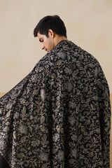 Black Aari-Embroidered Floral Jaal Shawl