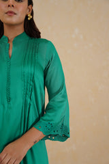 Emerald Green Embroidered Dhoti Set for women