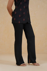 Black Embroidered Waist Coat Set- Inchingindia