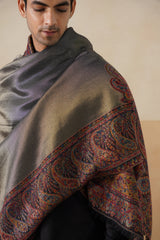 Black Zari Jamawar Border Shawl — Festive Corporate Gift
