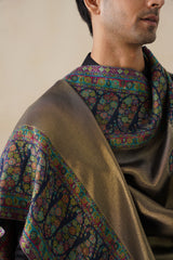 Royal Navy Kani Zari Reversible Shawl — Luxury Wedding Gift