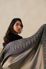 Royal Navy Kani Zari Reversible Shawl For Women — Luxury Wedding Gift