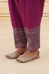 Pink Crush Tissue Hand Embroidered Set with Organza Dupatta