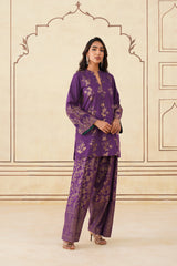 Wine Brocade Farshi Set