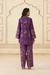 Wine Brocade Farshi Set