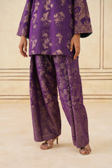 Wine Brocade Farshi Set
