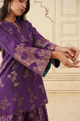 Wine Brocade Farshi Set