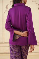 Wine Shirt with Brocade Pants