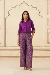 Wine Shirt with Brocade Pants