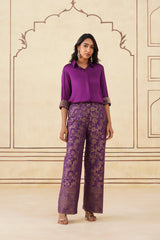 Wine Shirt with Brocade Pants