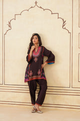Meher Chocolate Contrast Printed Set