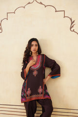 Meher Chocolate Contrast Printed Set