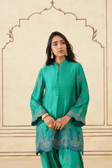 Meher Emerald Green Embroidered Set with Dupatta