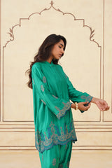 Meher Emerald Green Embroidered Set with Dupatta