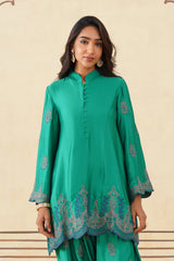 Meher Emerald Green Embroidered Set with Dupatta