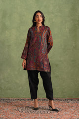 Wine Zari Kaani Set