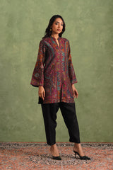 Wine Zari Kaani Set